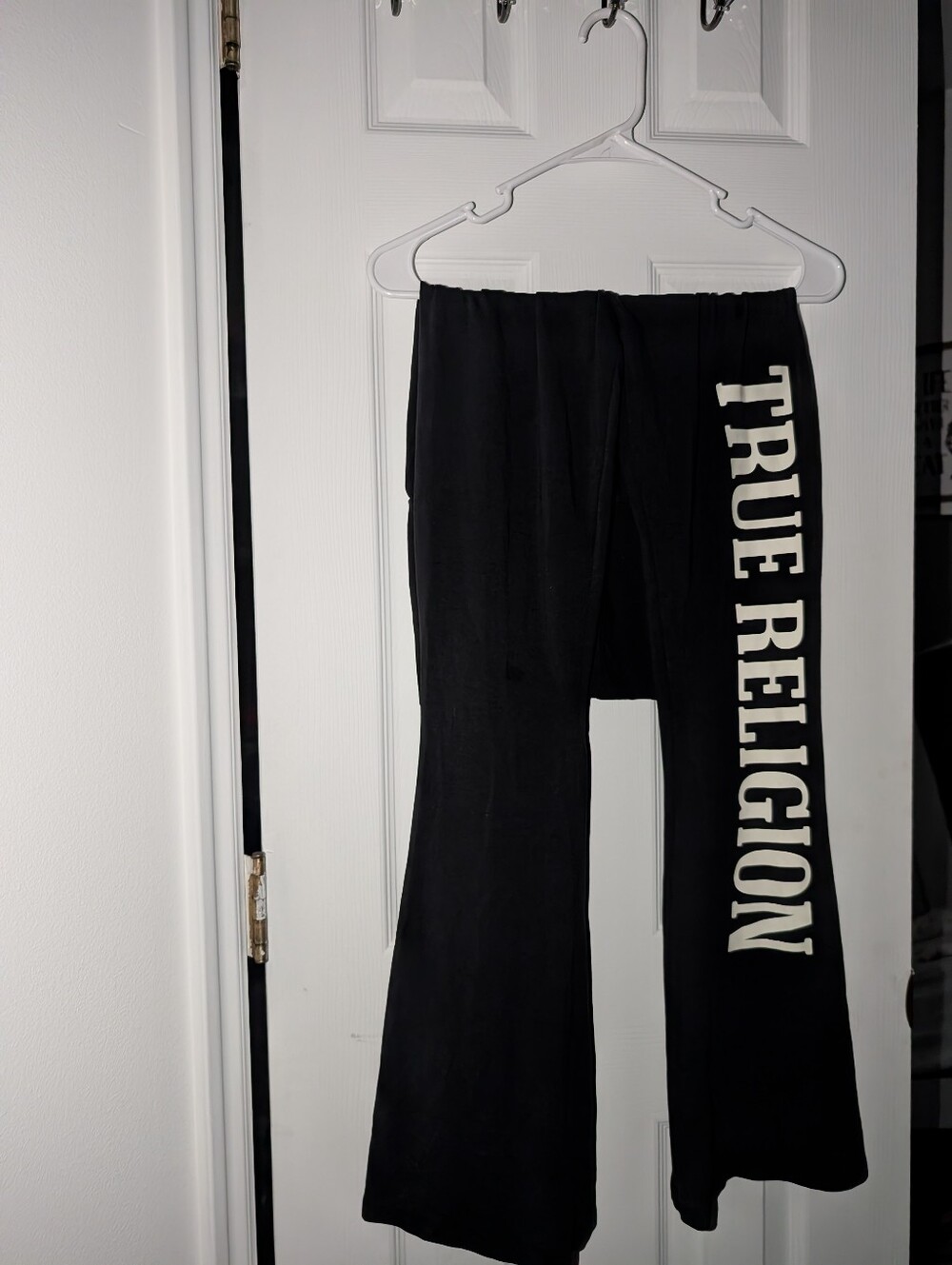 True Religion Black Women's Foldover Leggings with Side Logo Size L